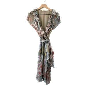 ETRO Silk Paisley Ruffle Wrap Dress Size IT 42 / US 6